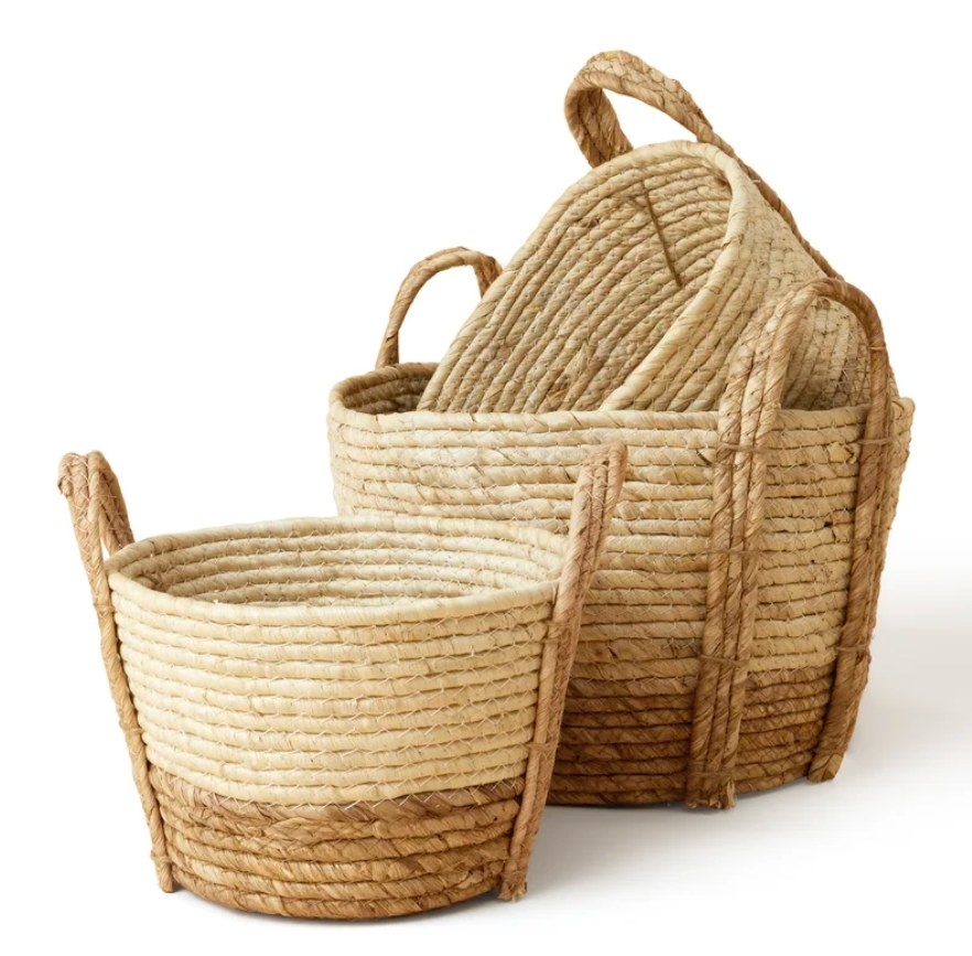 3 wicker storage baskets