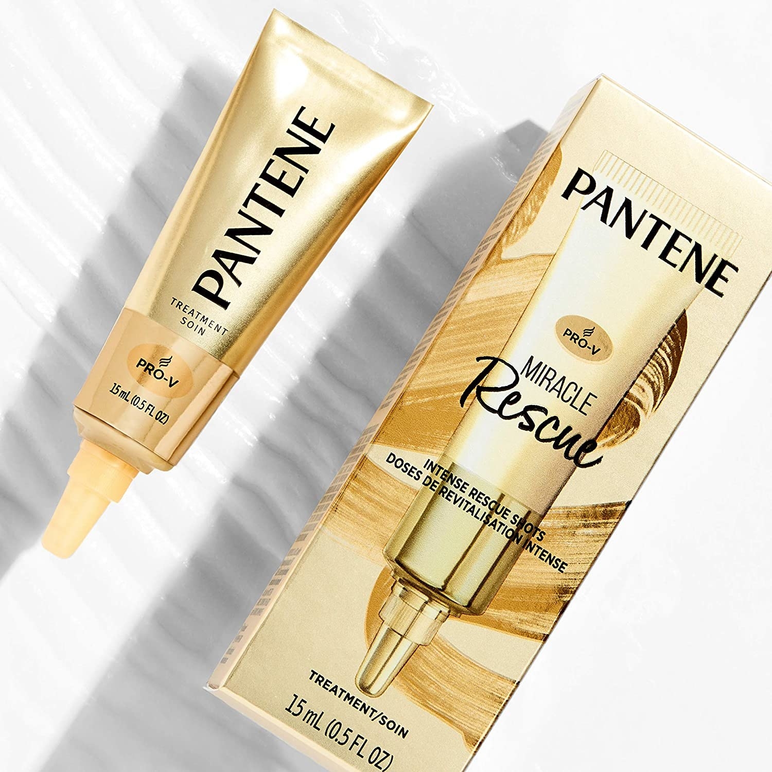 A box of a Pantene intensive Miracle Rescue treatment shot