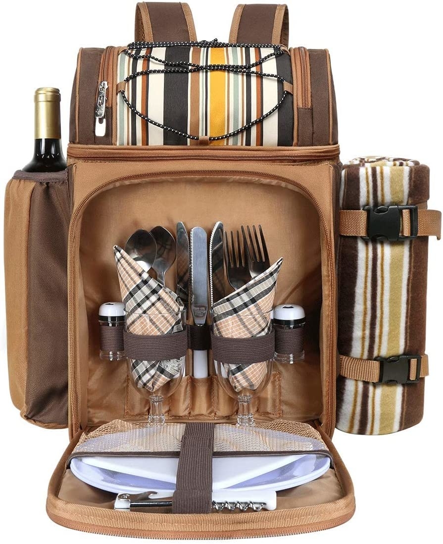 a picnic set backpack on a white background