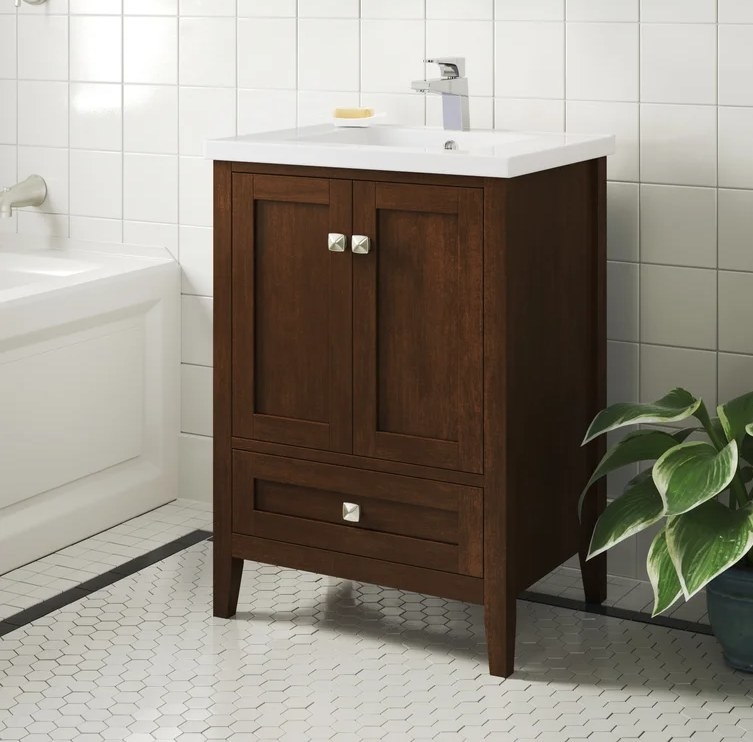 The antique coffee single bathroom vanity set