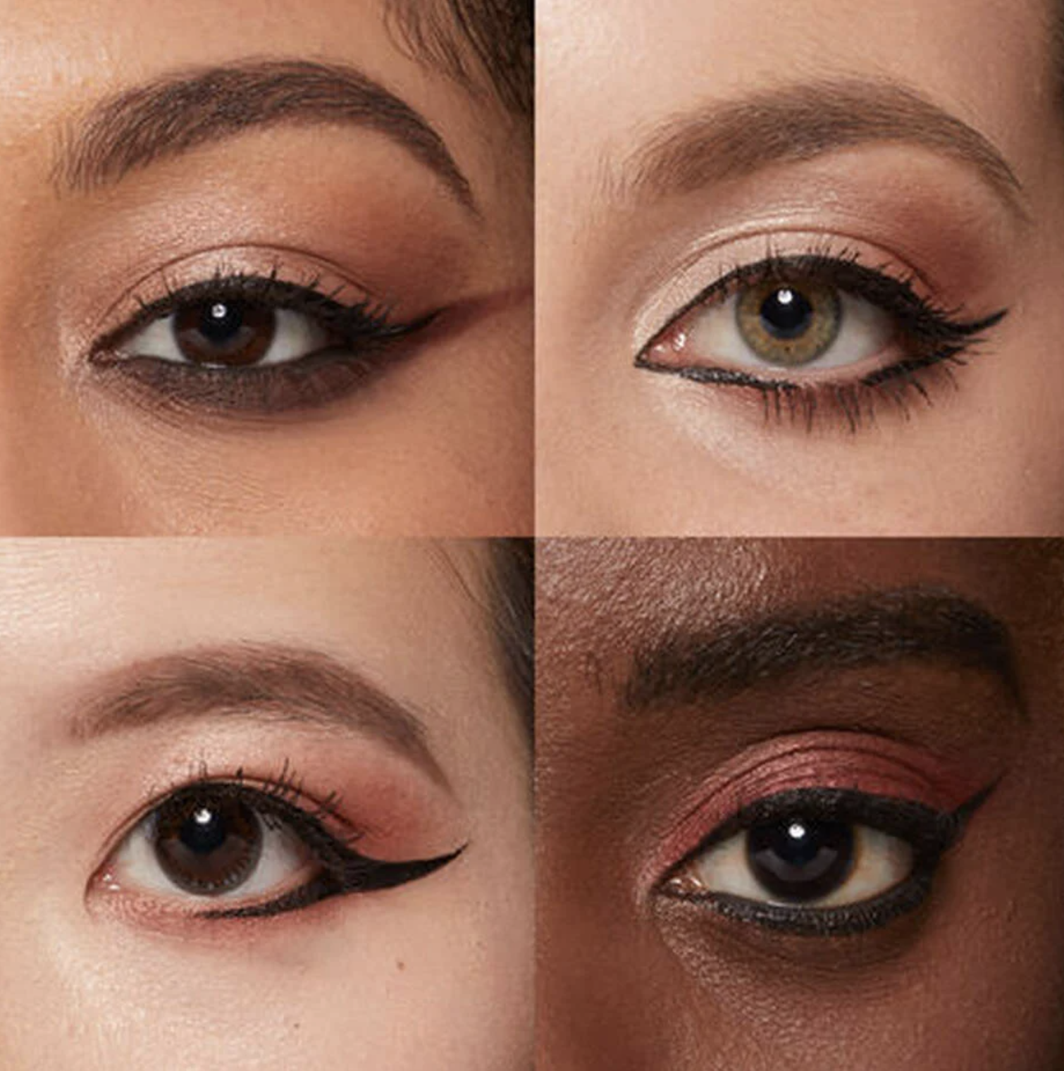 Four people wearing different styes of eyeliner