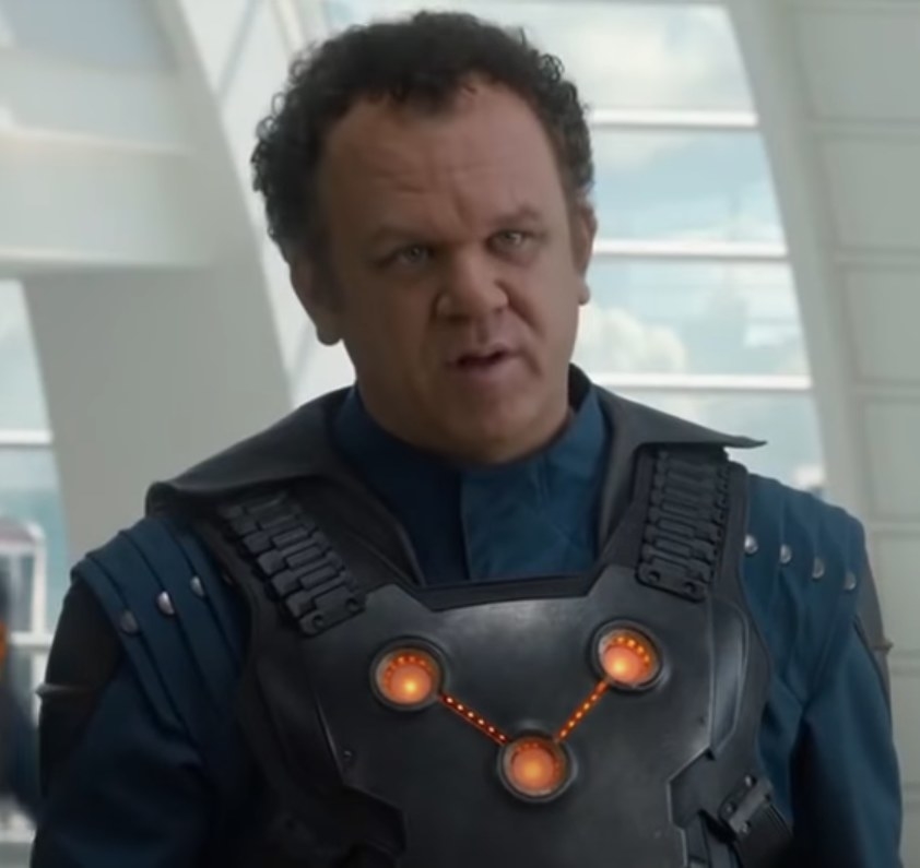 John C. Reilly in Guardians of the Galaxy, talking to Glenn Close&#x27;s character