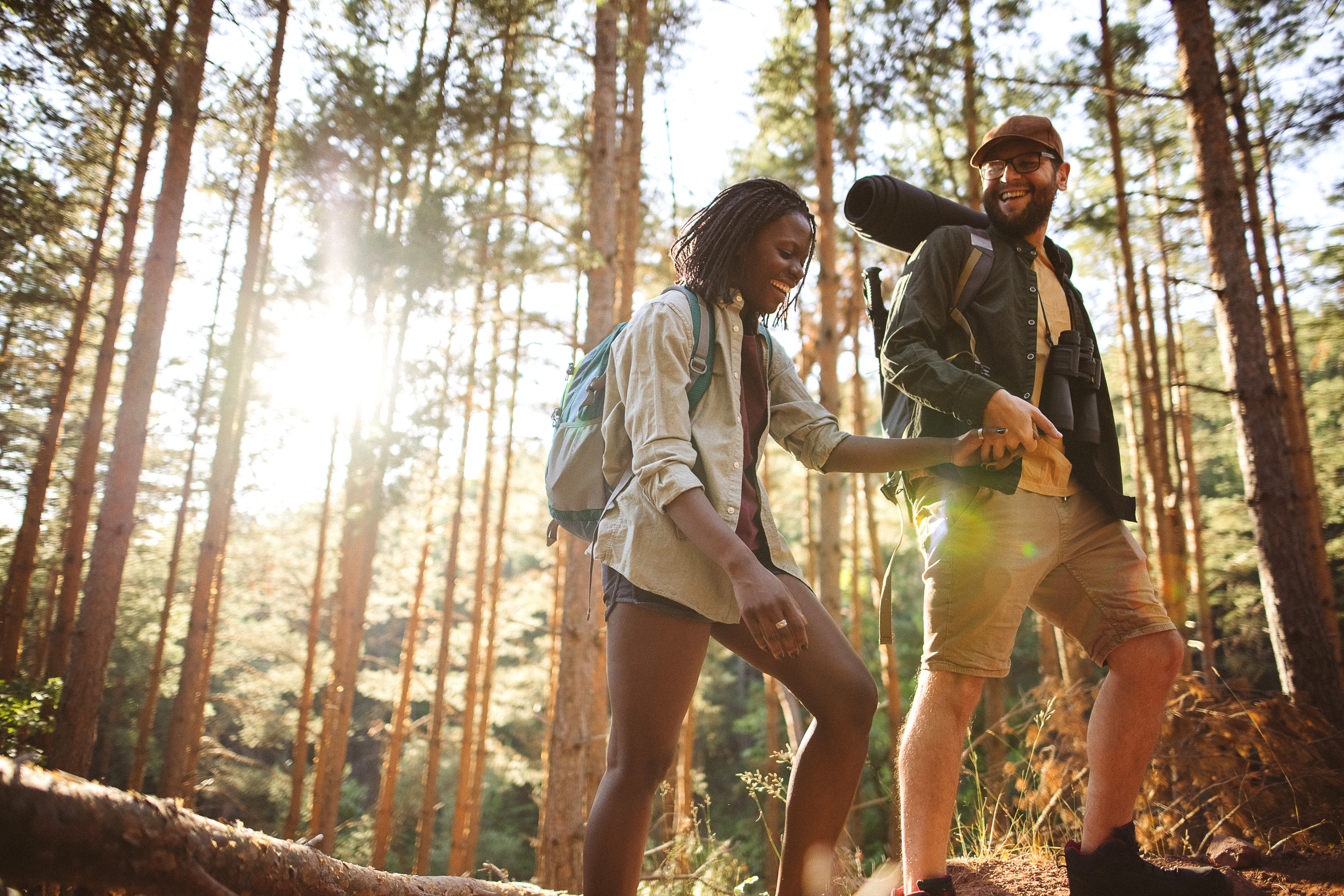 a couple hiking