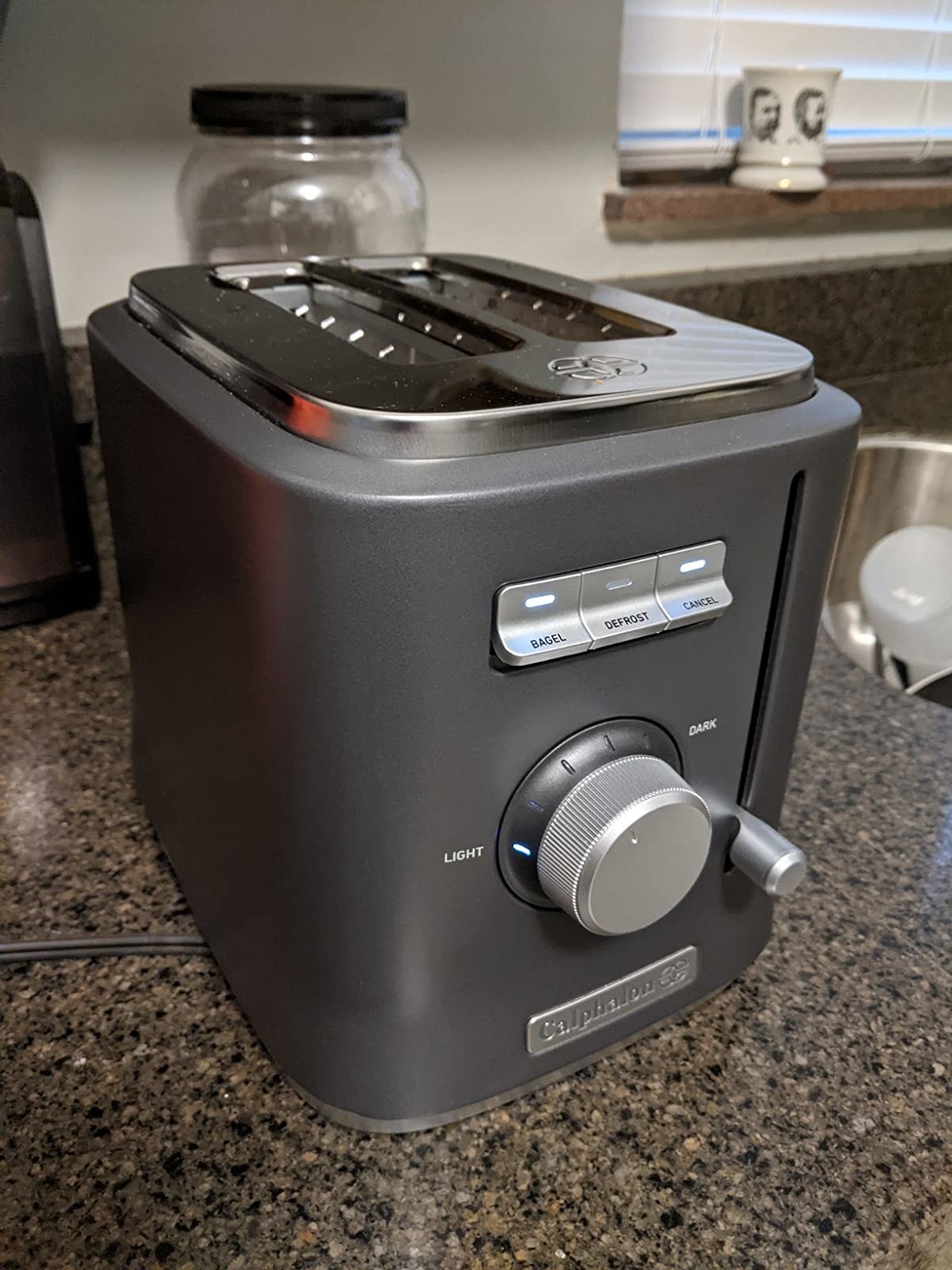 reviewer image of the toaster on a kitchen counter