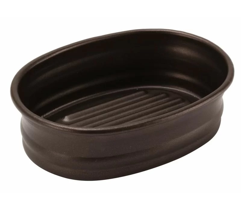 A bronze soap dish
