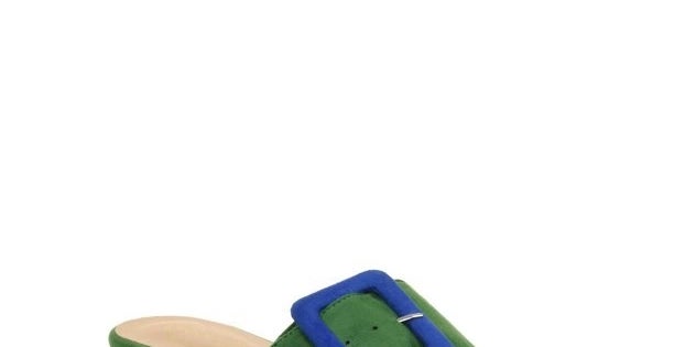 flat green slide with a blue buckle