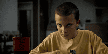 GIF of Eleven glaring menacingly