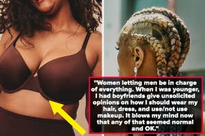 A bra vs the back of the head of a woman
