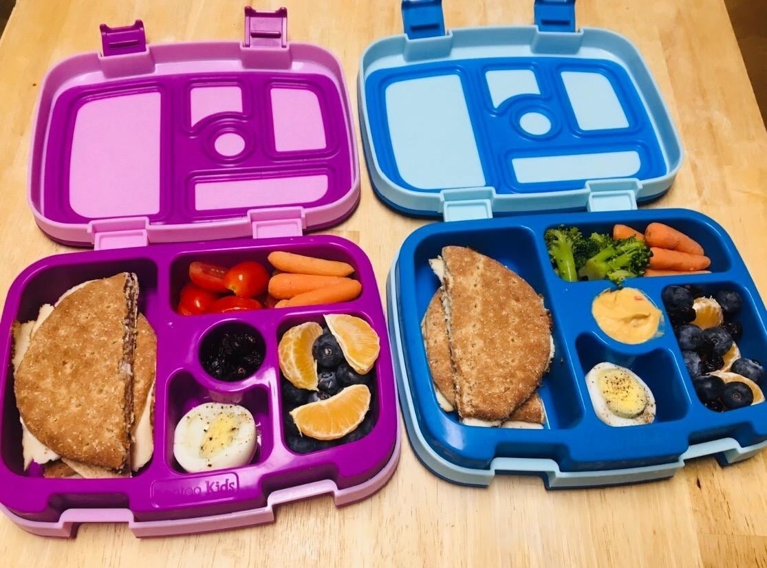 Miss Big Bento Box, Ideal Leak Proof Lunch Containers, Bento Box Retangle with Fork (Blue L), Size: Large
