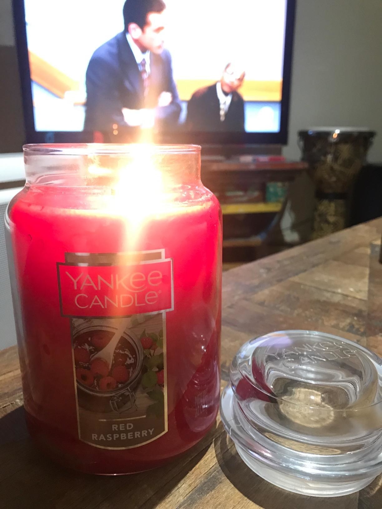 reviewer image of the red raspberry candle