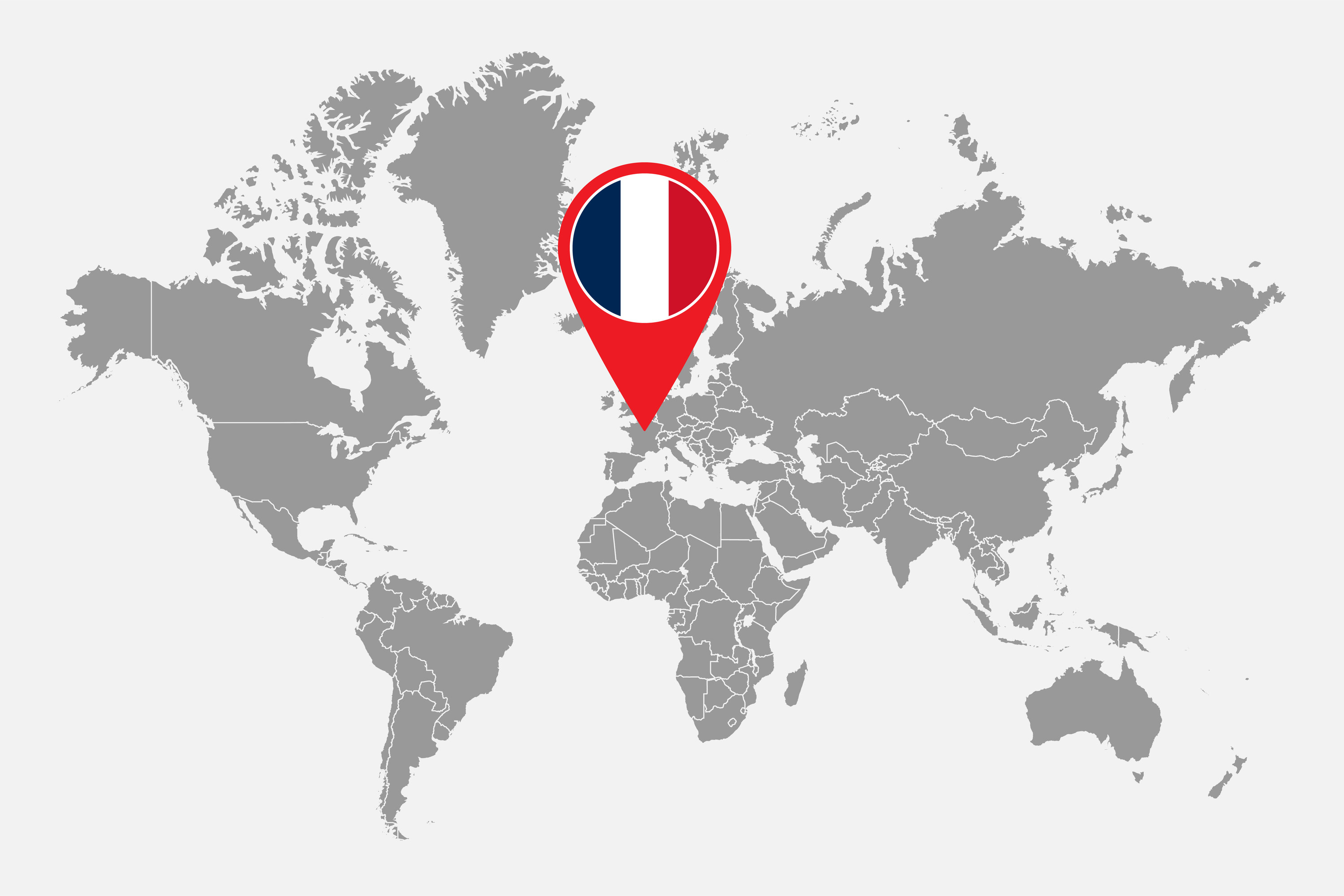 A world map with France indicated