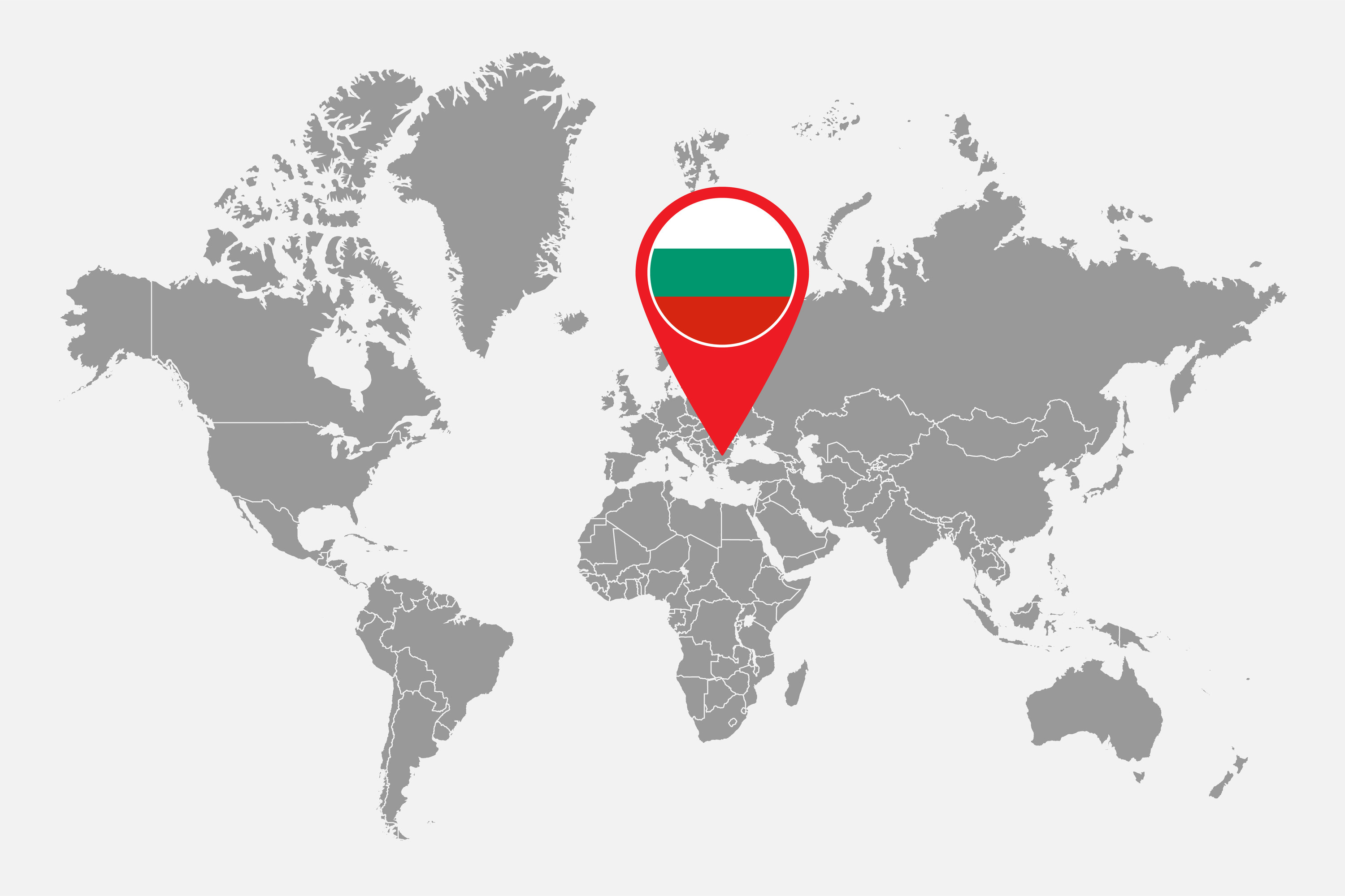 A world map with Bulgaria indicated