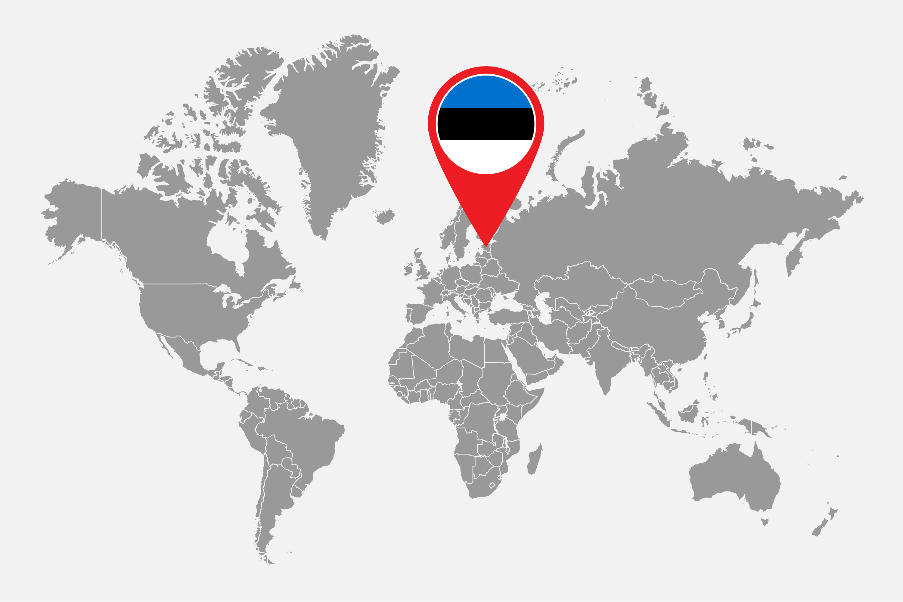 A world map with Estonia indicated