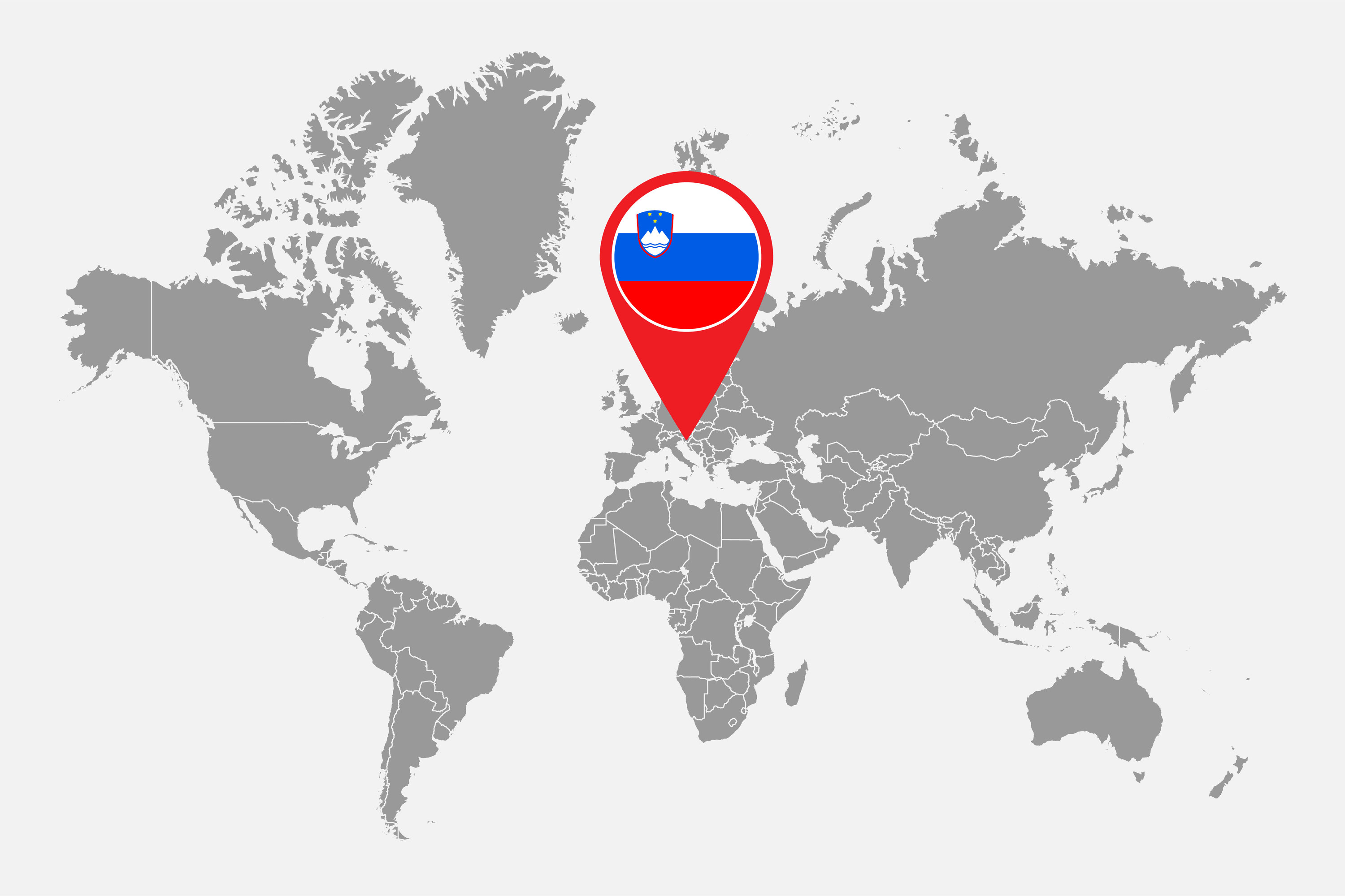 A world map with Slovenia indicated