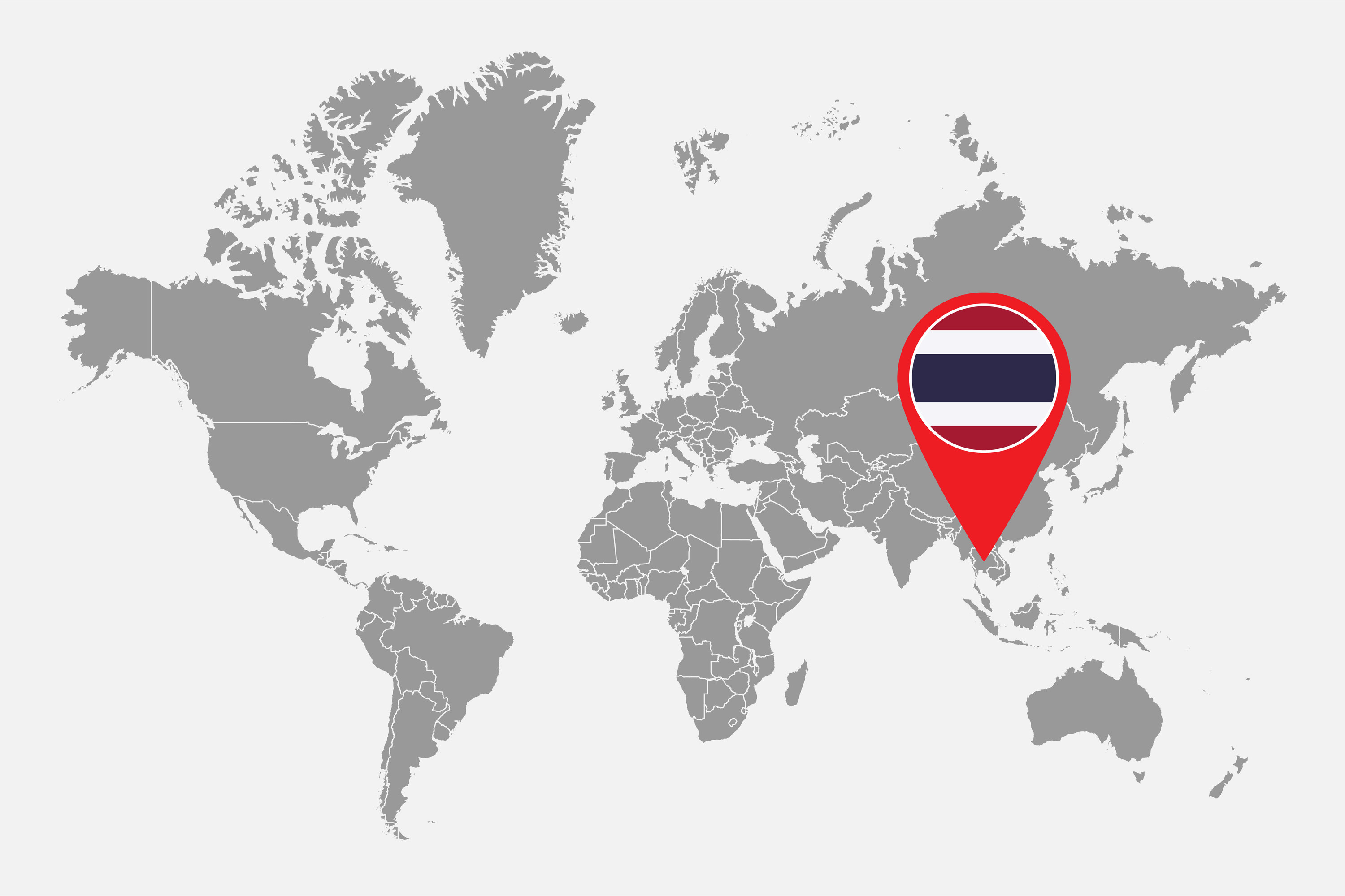 A world map with Thailand indicated