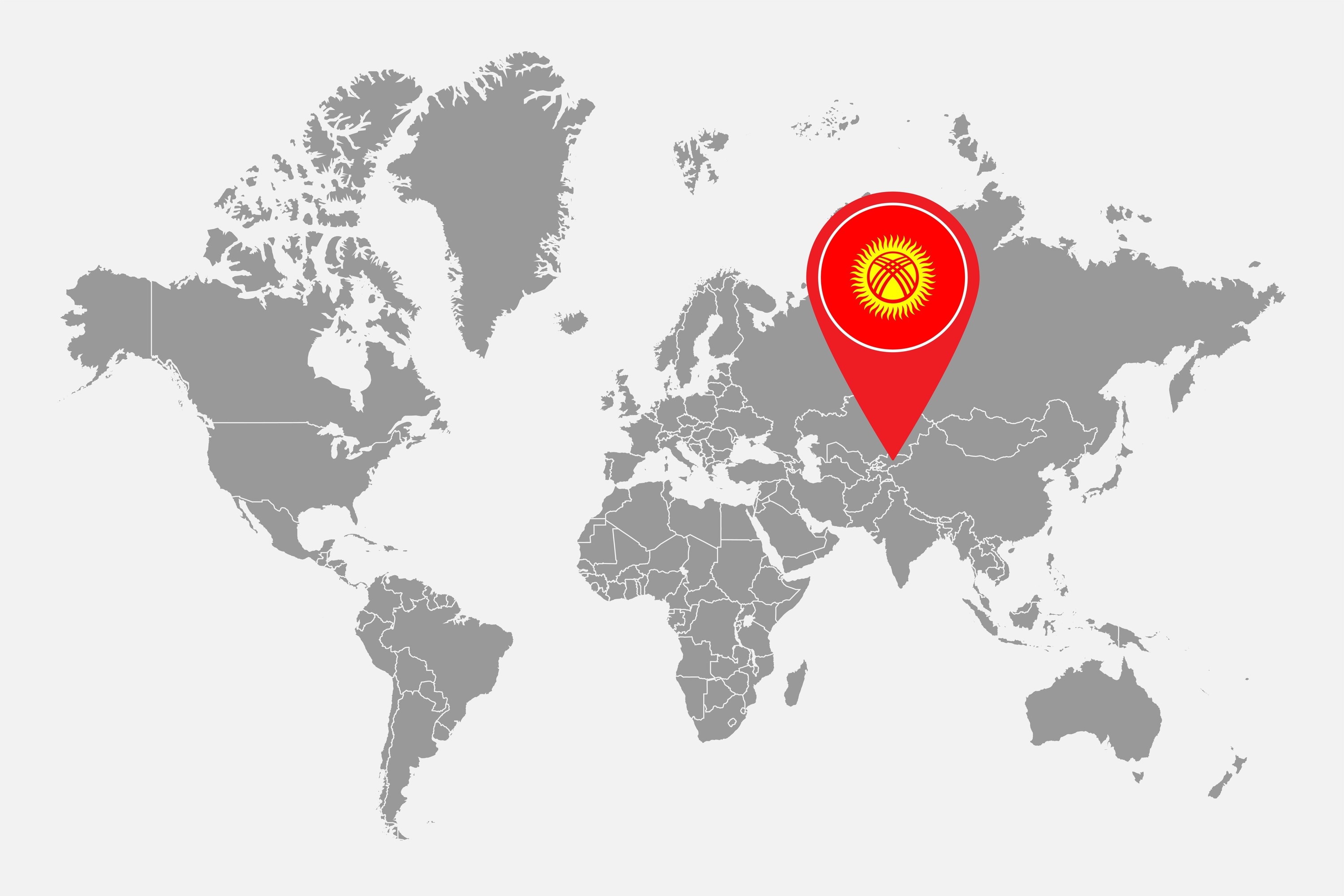 A world map with Kyrgyzstan indicated