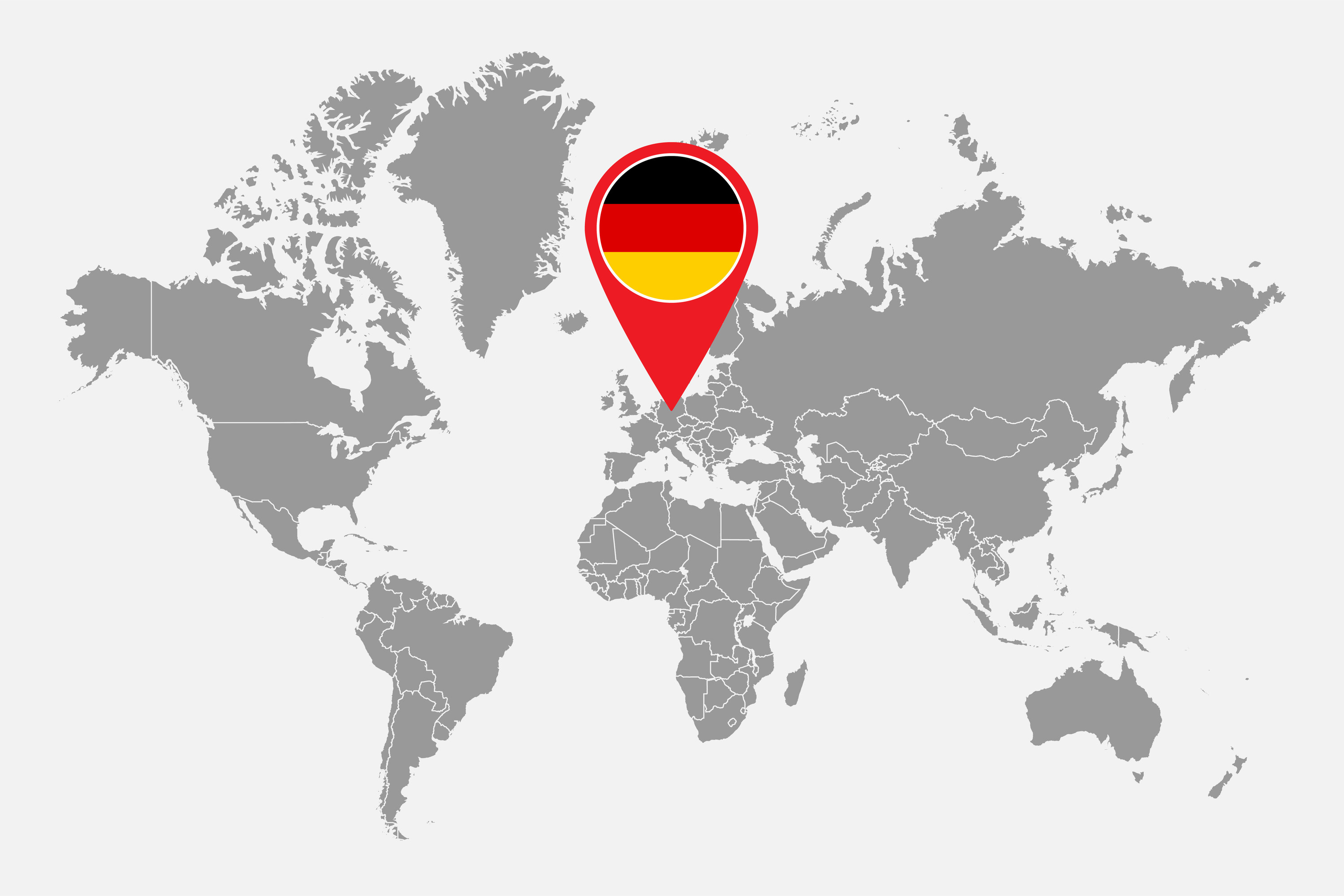 A world map with Germany indicated