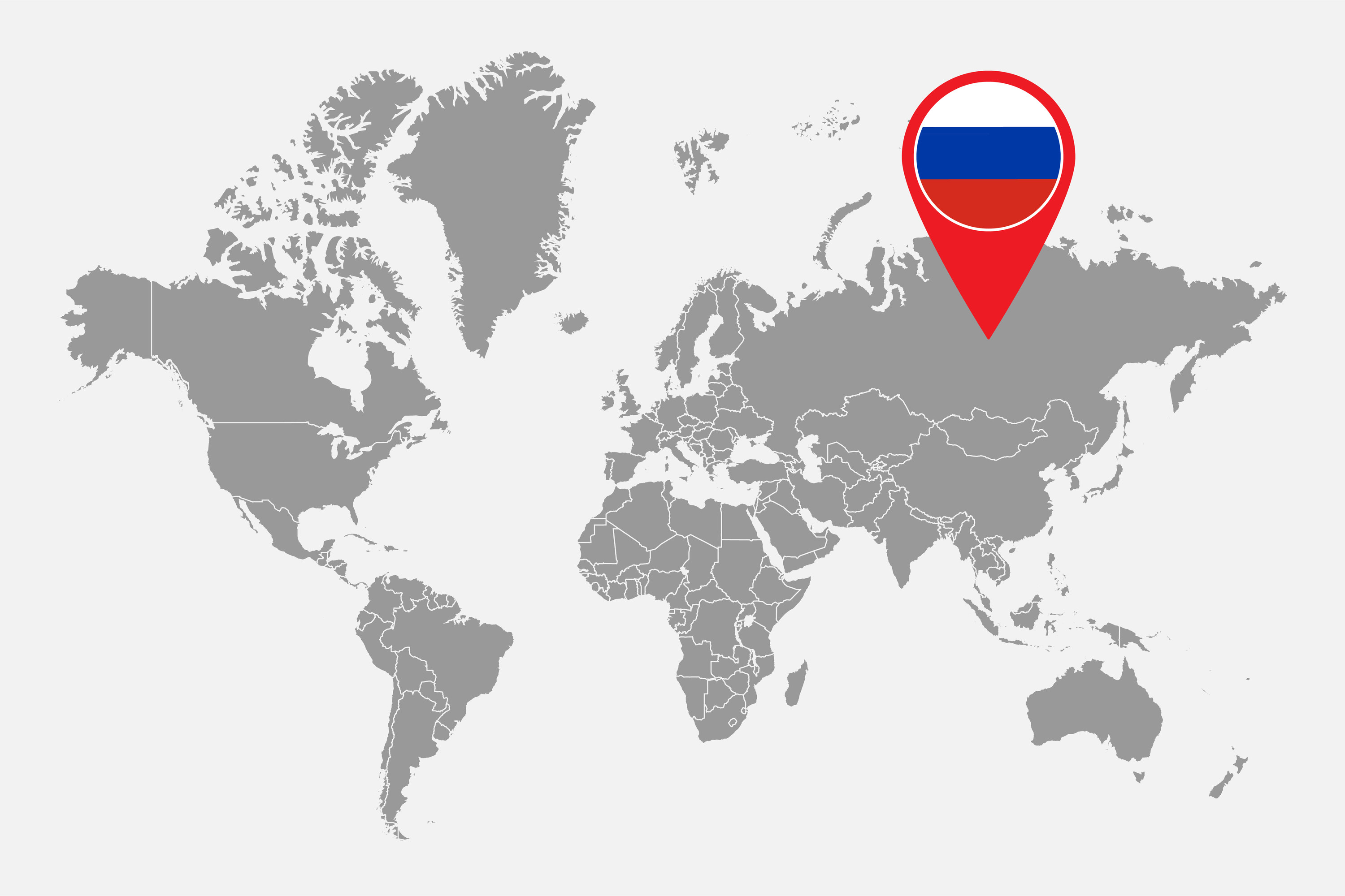 A world map with the Russian Federation indicated