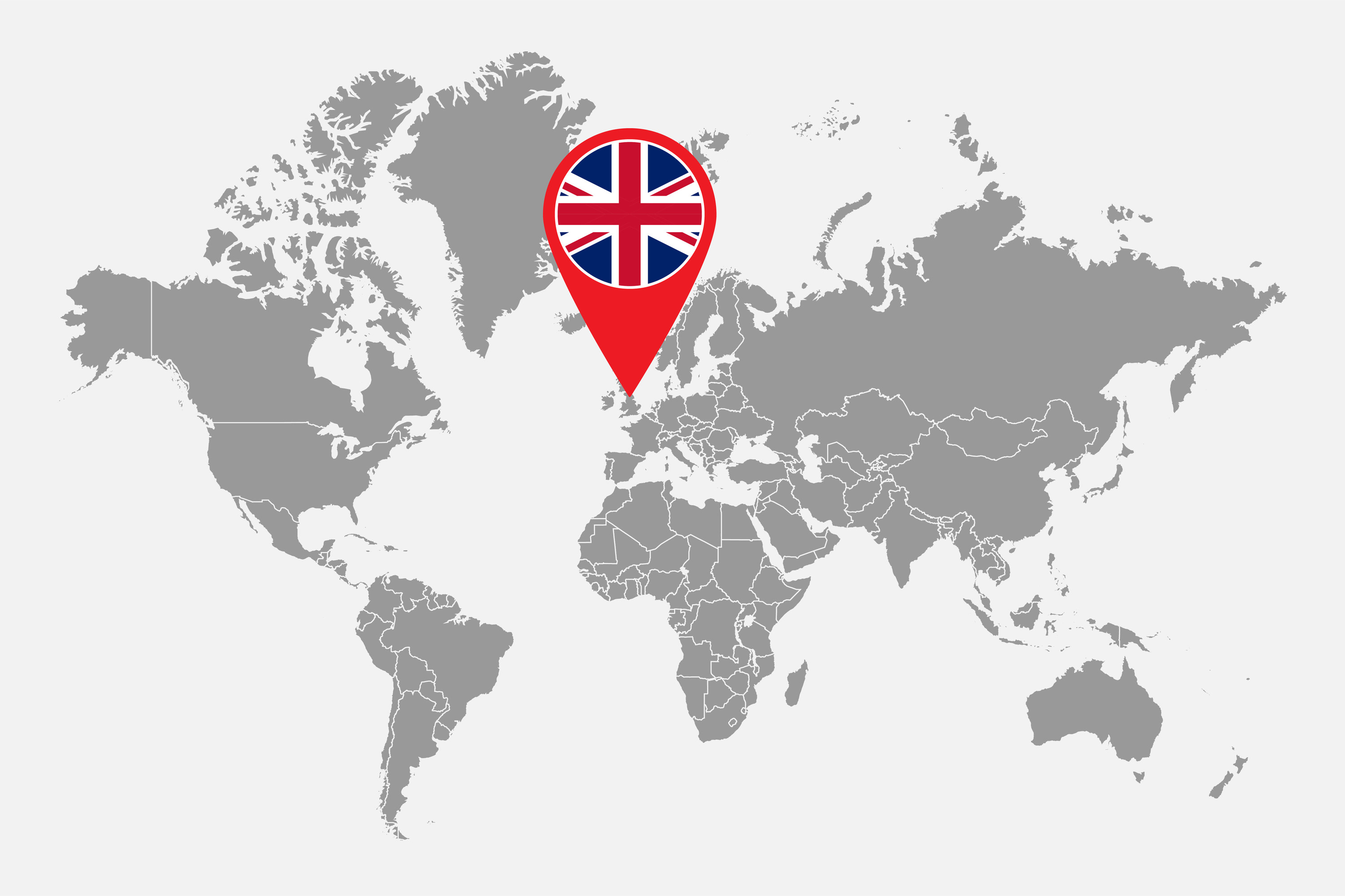 A world map with the UK indicated