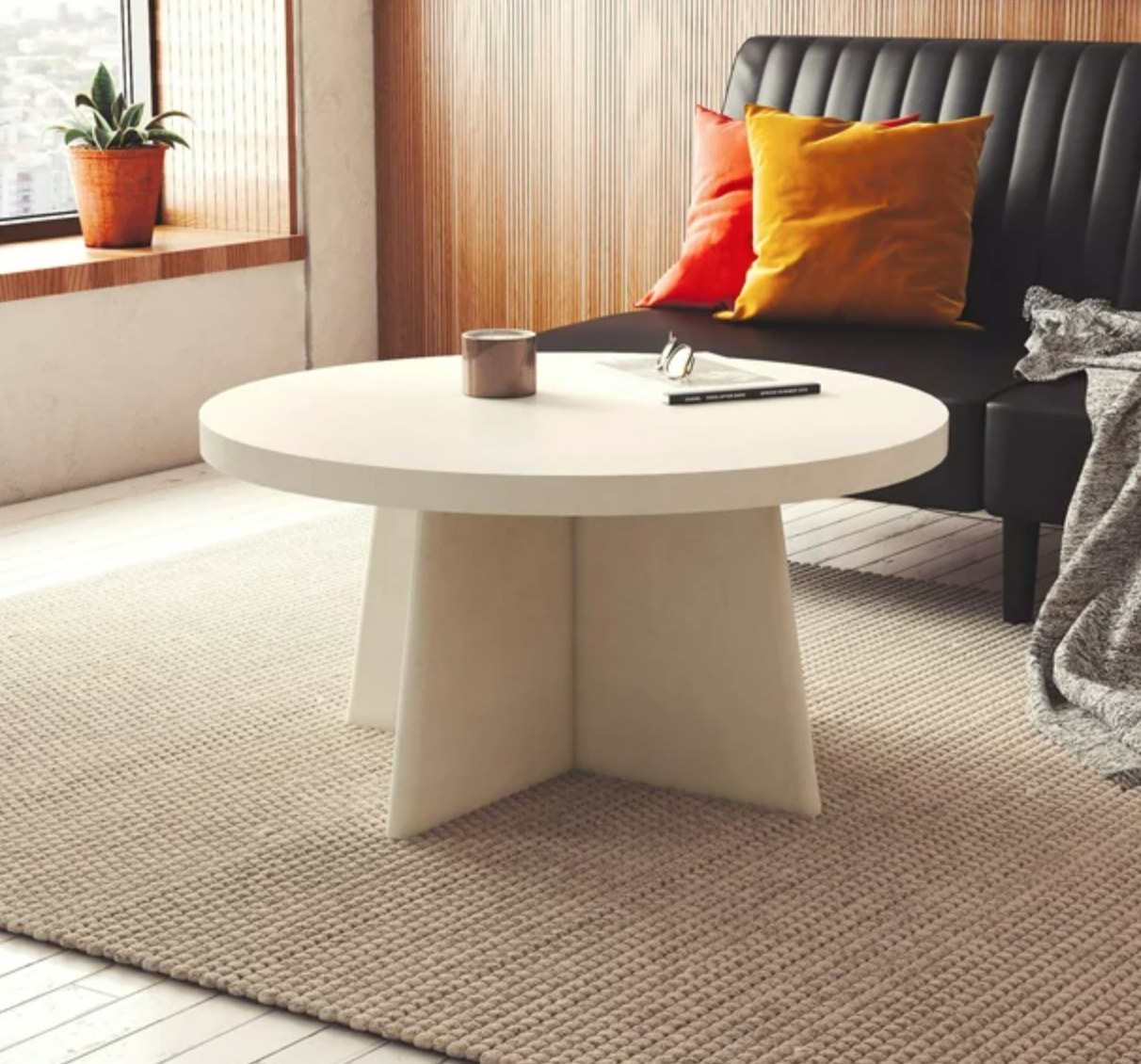 the white round coffee table