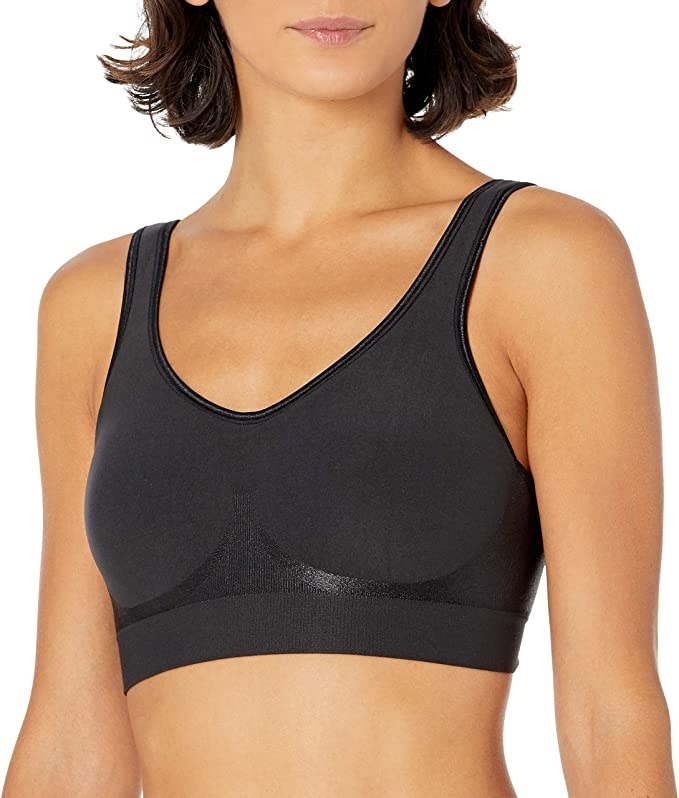 model wearing a black wireless bra