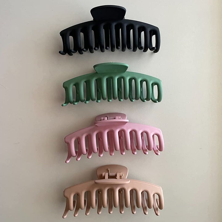 reviewer photo of the multicolored hair claw set