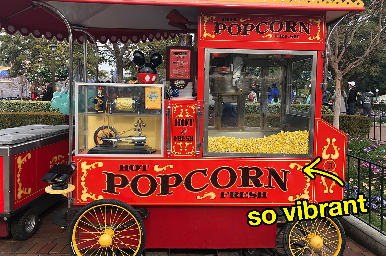 popcorn stand with vibrant touch-up paint