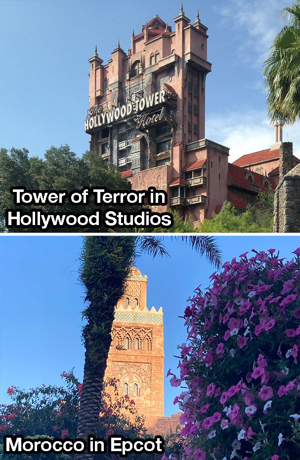 the tower and then the morocco setting in epcot