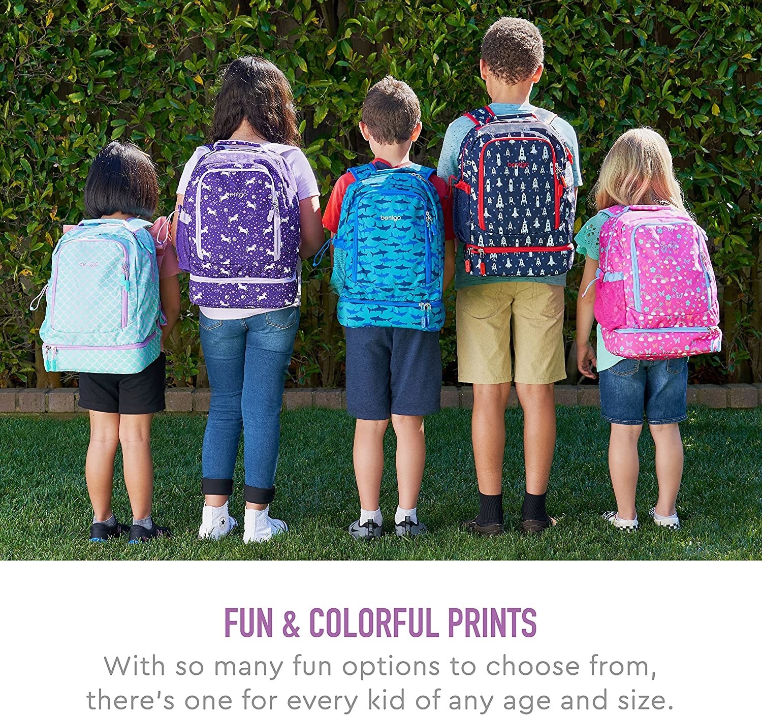 kids wearing backpacks in different styles