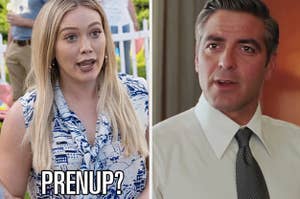 hilary duff saying prenup on younger and george clooney in intolerable cruelty
