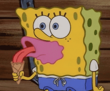 Spongebob licking ice cream cone