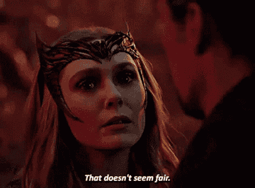 GIF of Scarlet Witch saying that doesn&#x27;t seem fair