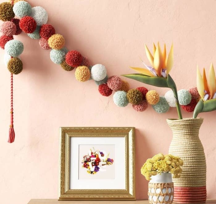 Multicolored pom-pom garland