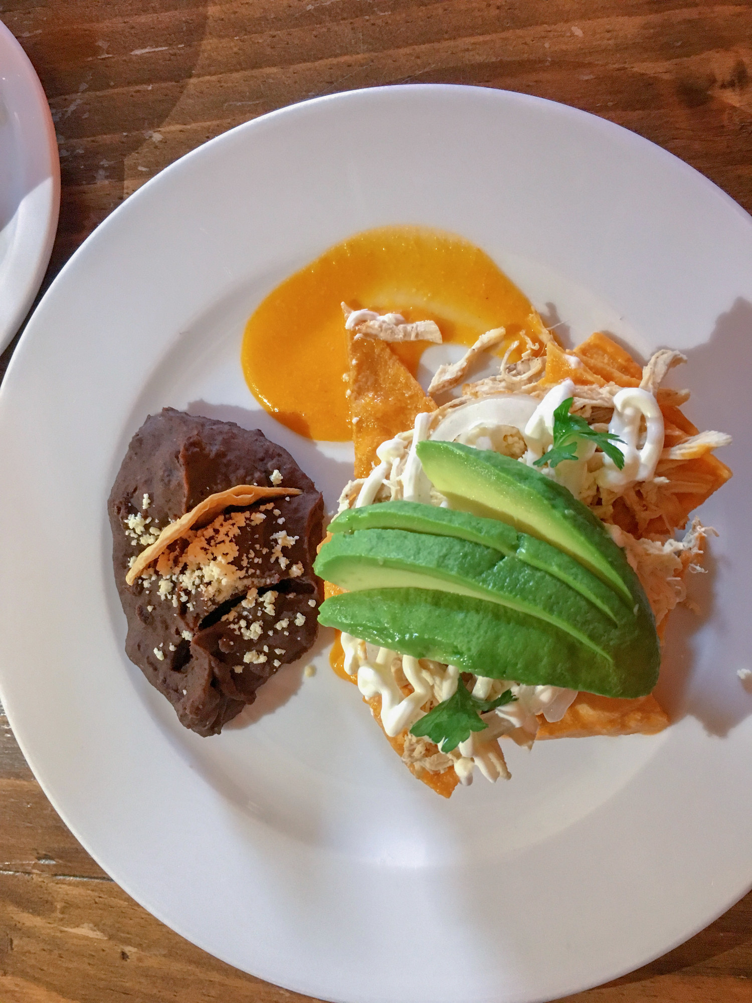 Mexican chilaquiles and mole.