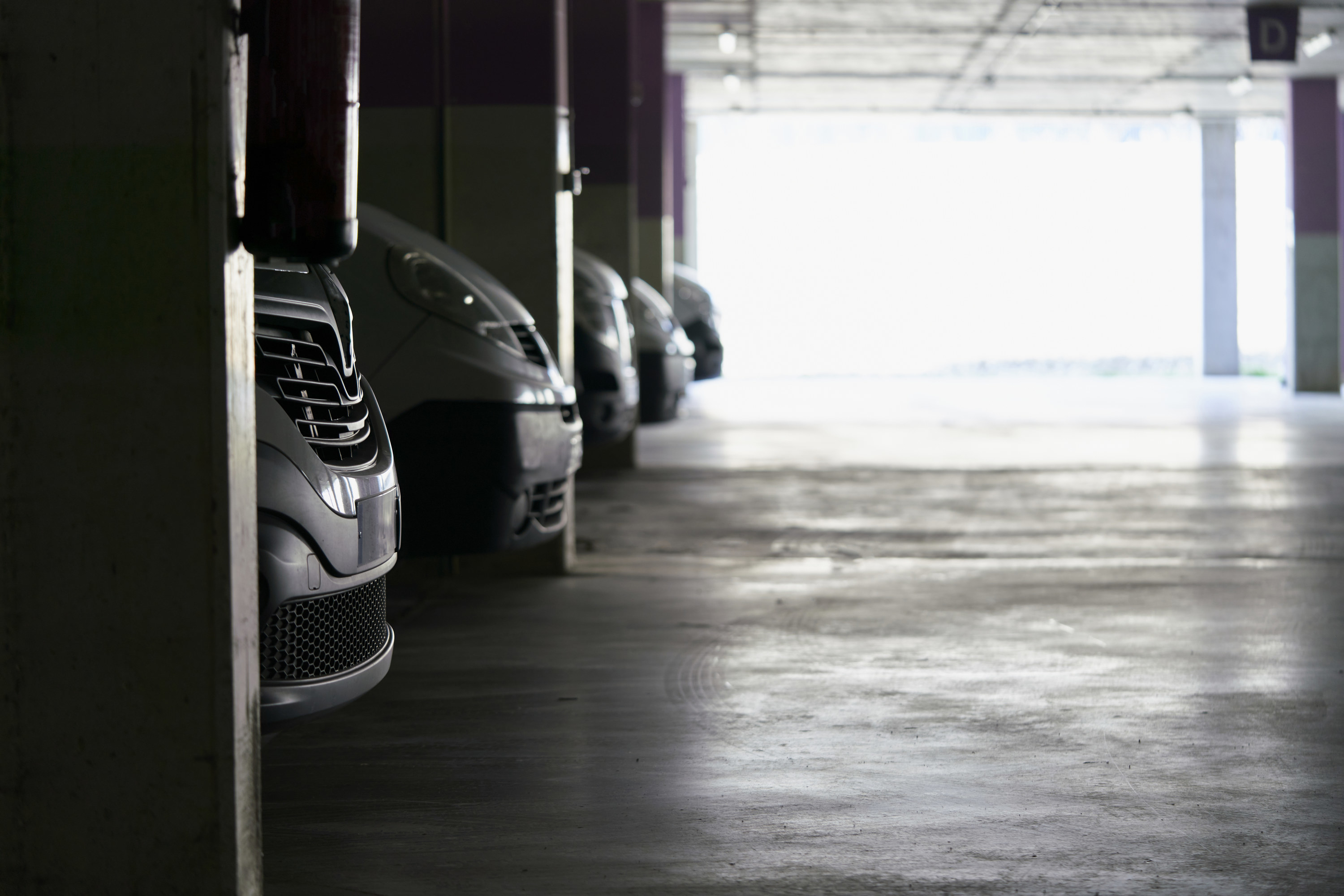 parked cars in a garage