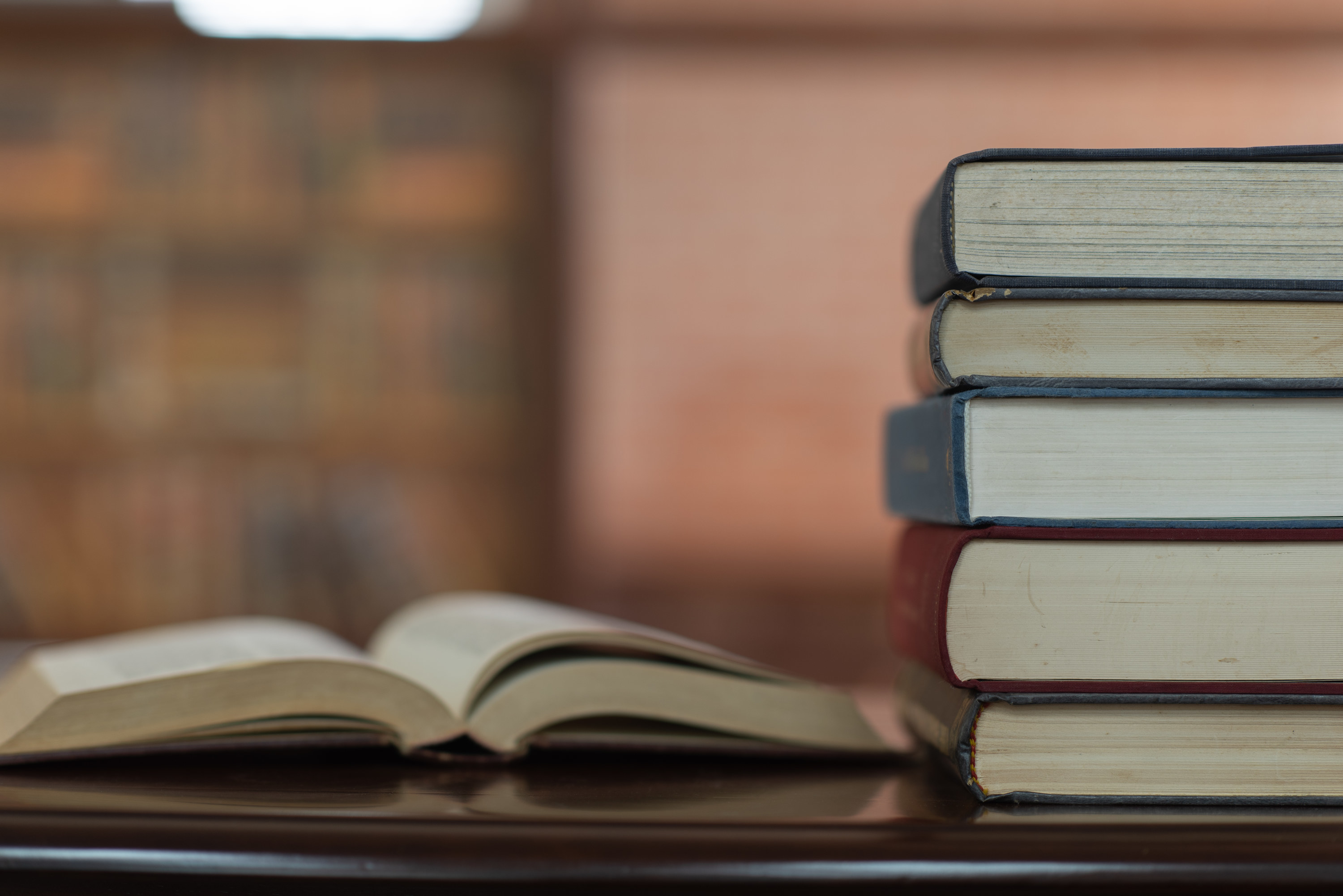 a stack of textbooks