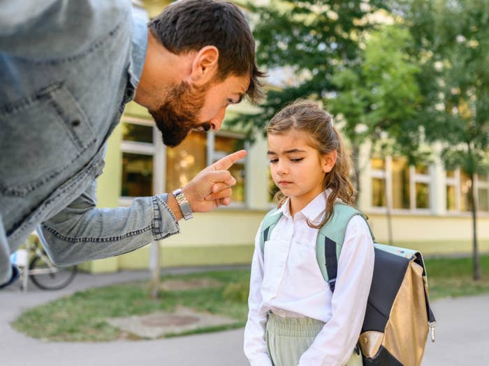 A dad yelling at a child while they&#x27;re at school