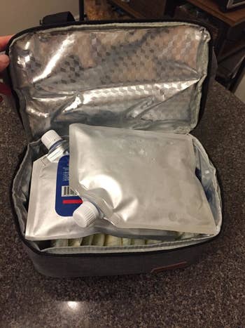reviewer's photo of the ice packs in a lunchbox
