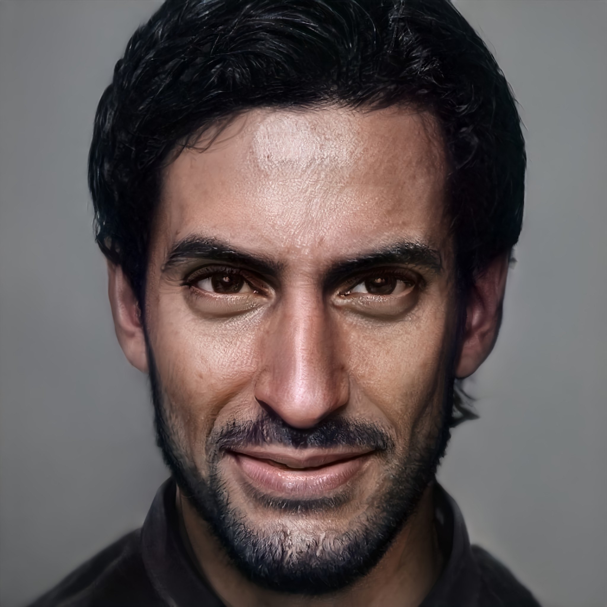 jafar with a long face, facial hair and dark hair