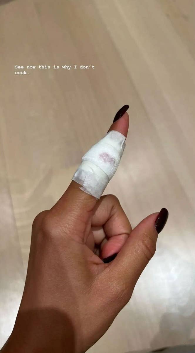 Zendaya cuts finger cooking
