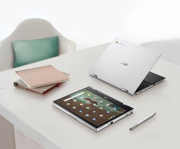 the chromebook in laptop and tablet form