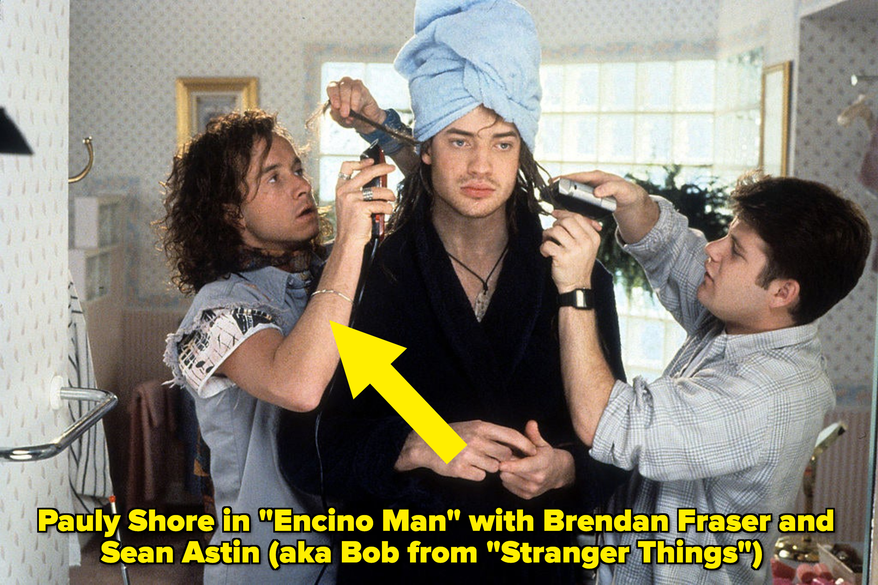 Pauly Shore, Brendan Fraser and Sean Astin in &quot;Encino Man&quot;
