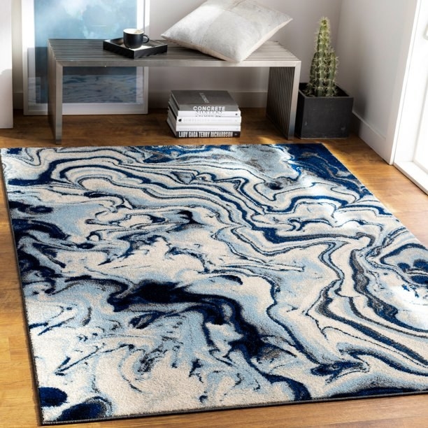 The modern blue area rug
