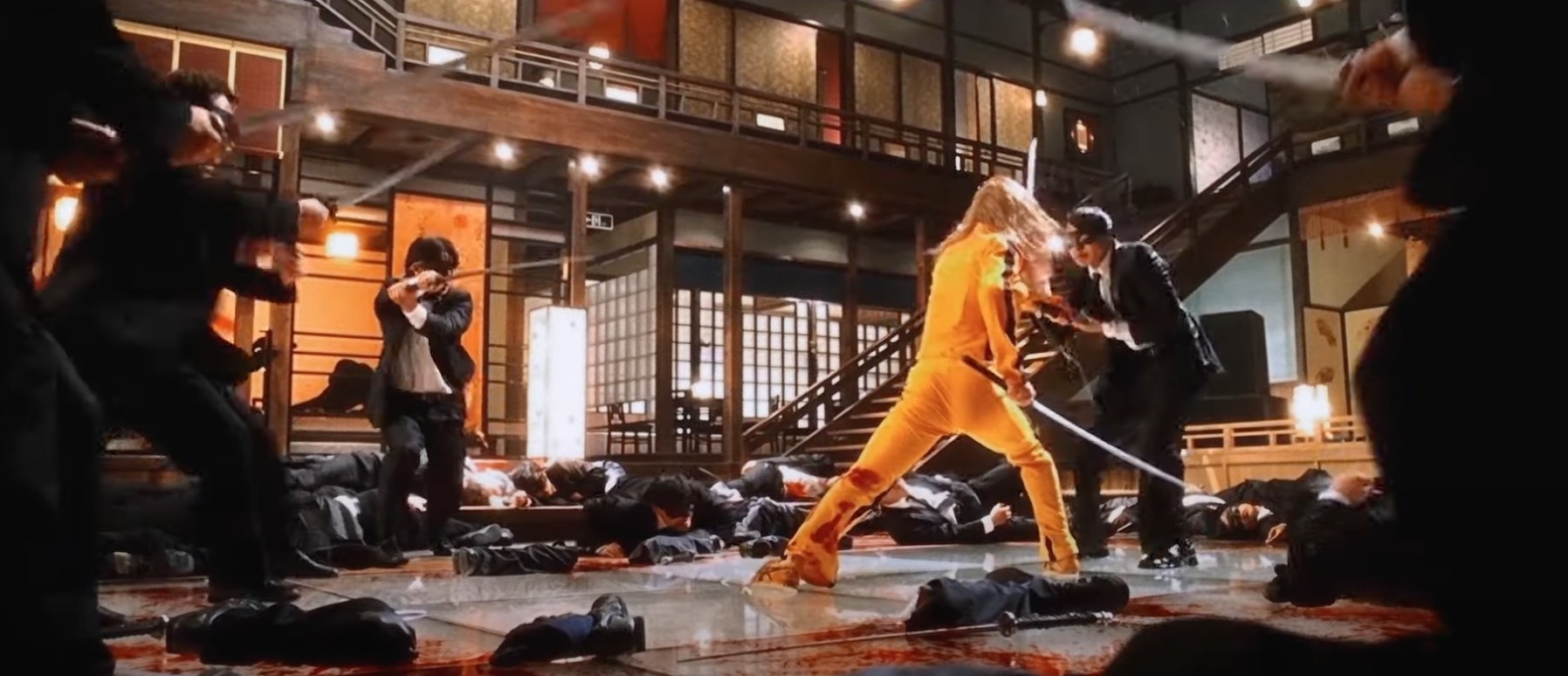 Fighting scene in Kill Bill with lots of bloodshed