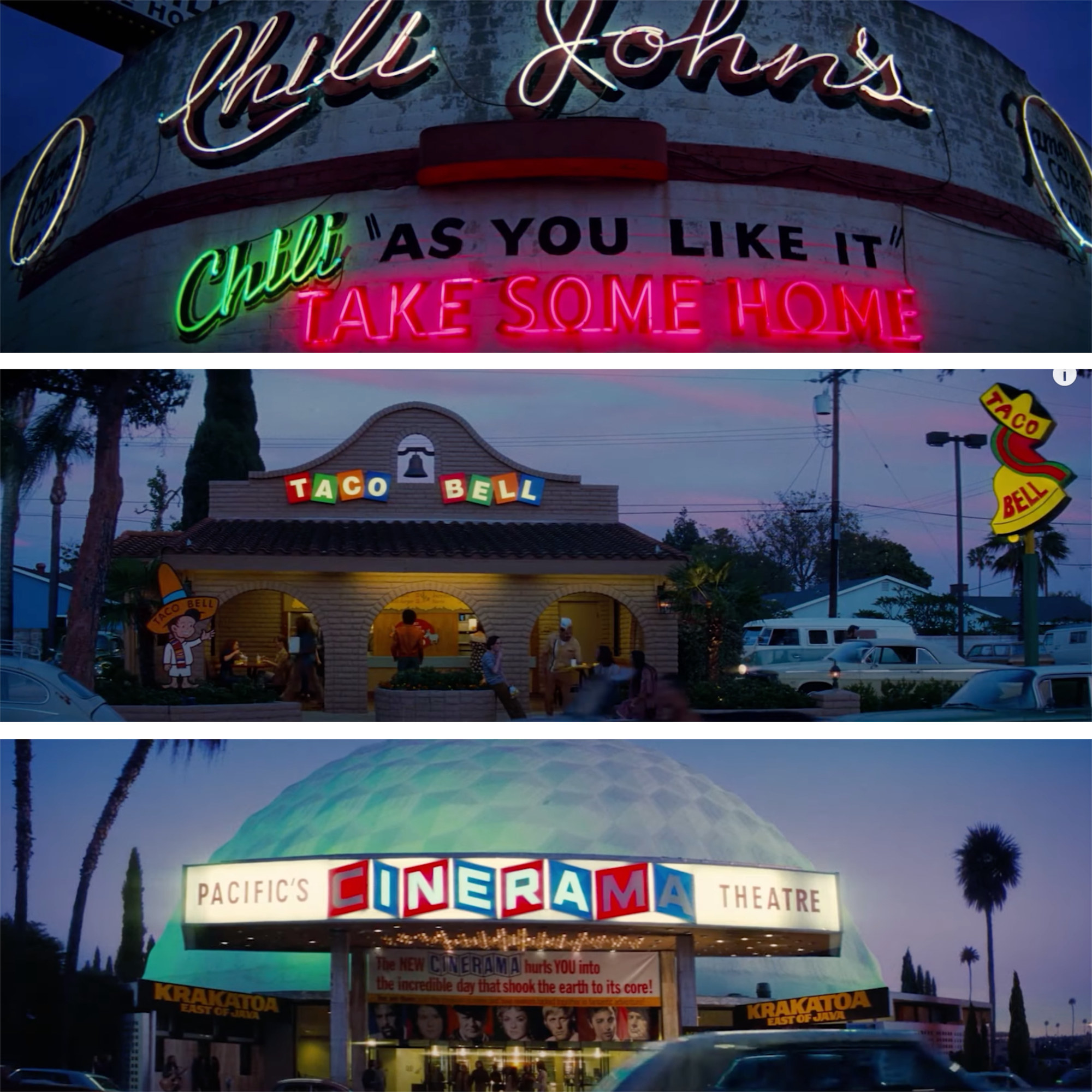 1960s Hollywood set design for Once Upon a Time in Hollywood film