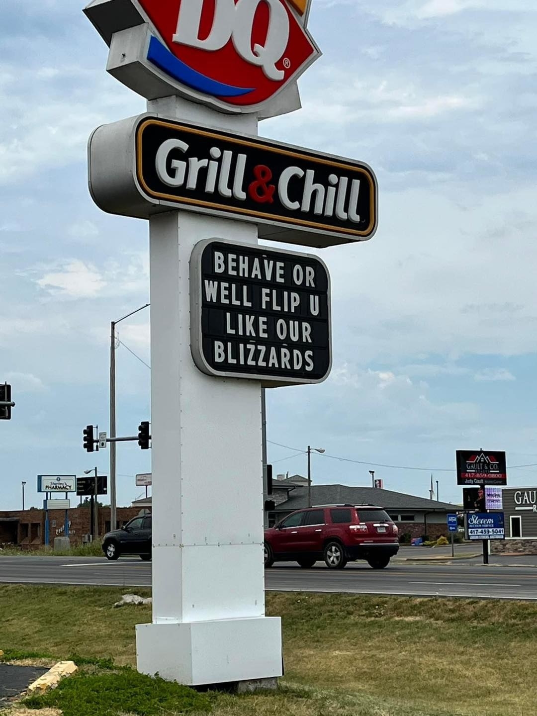 Dairy Queen&#x27;s sign says &quot;Behave or we&#x27;ll flip you like our blizzards&quot;