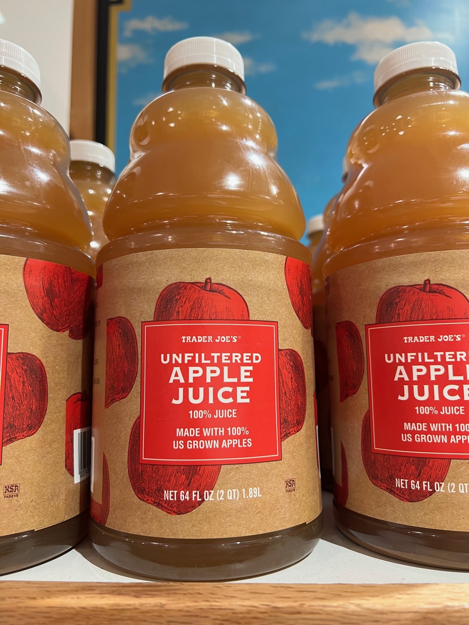 Bottles of Uncured Apple Juice.