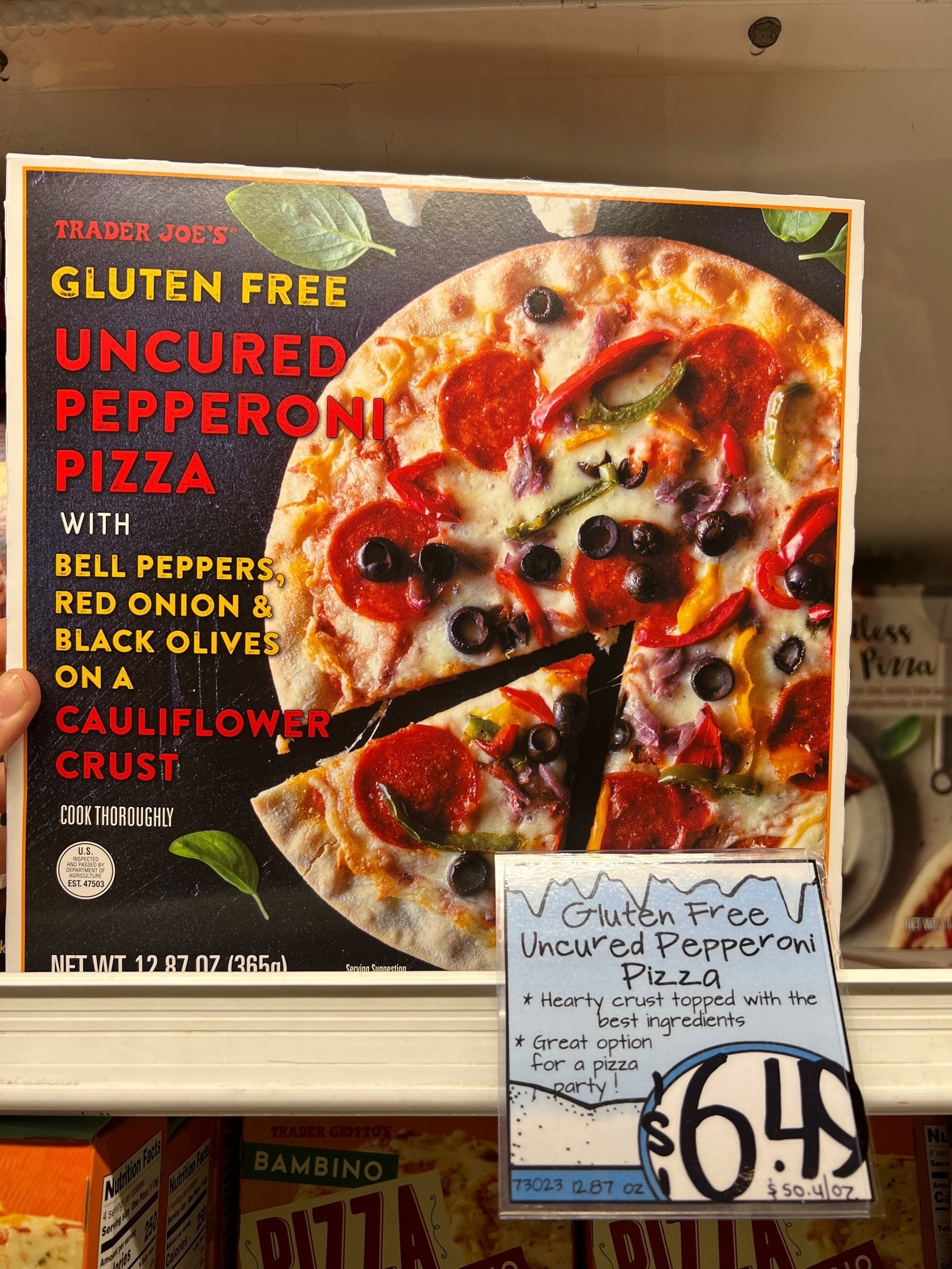 A box of Gluten-Free Uncured Pepperoni Pizza