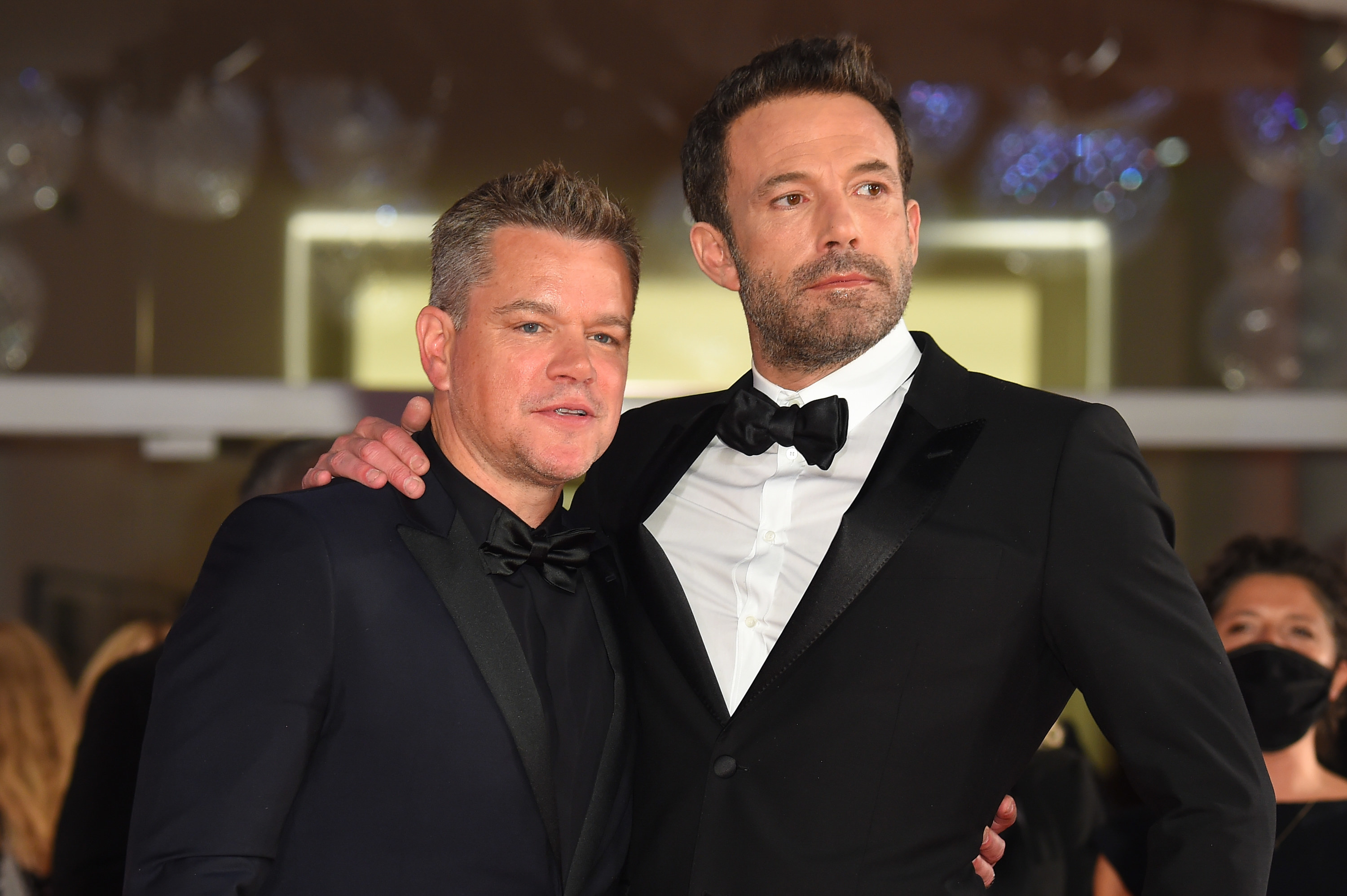 Matt Damon and Ben Affleck attend pose at a &quot;The Last Duel&quot; screening during the Venice International Film Festival on September 10, 2021