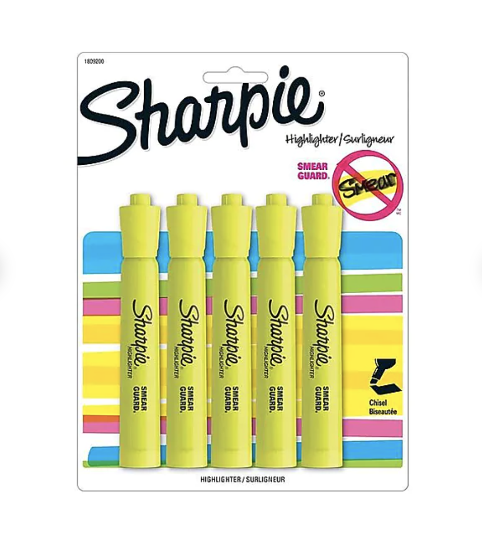 The pack of five highlighters